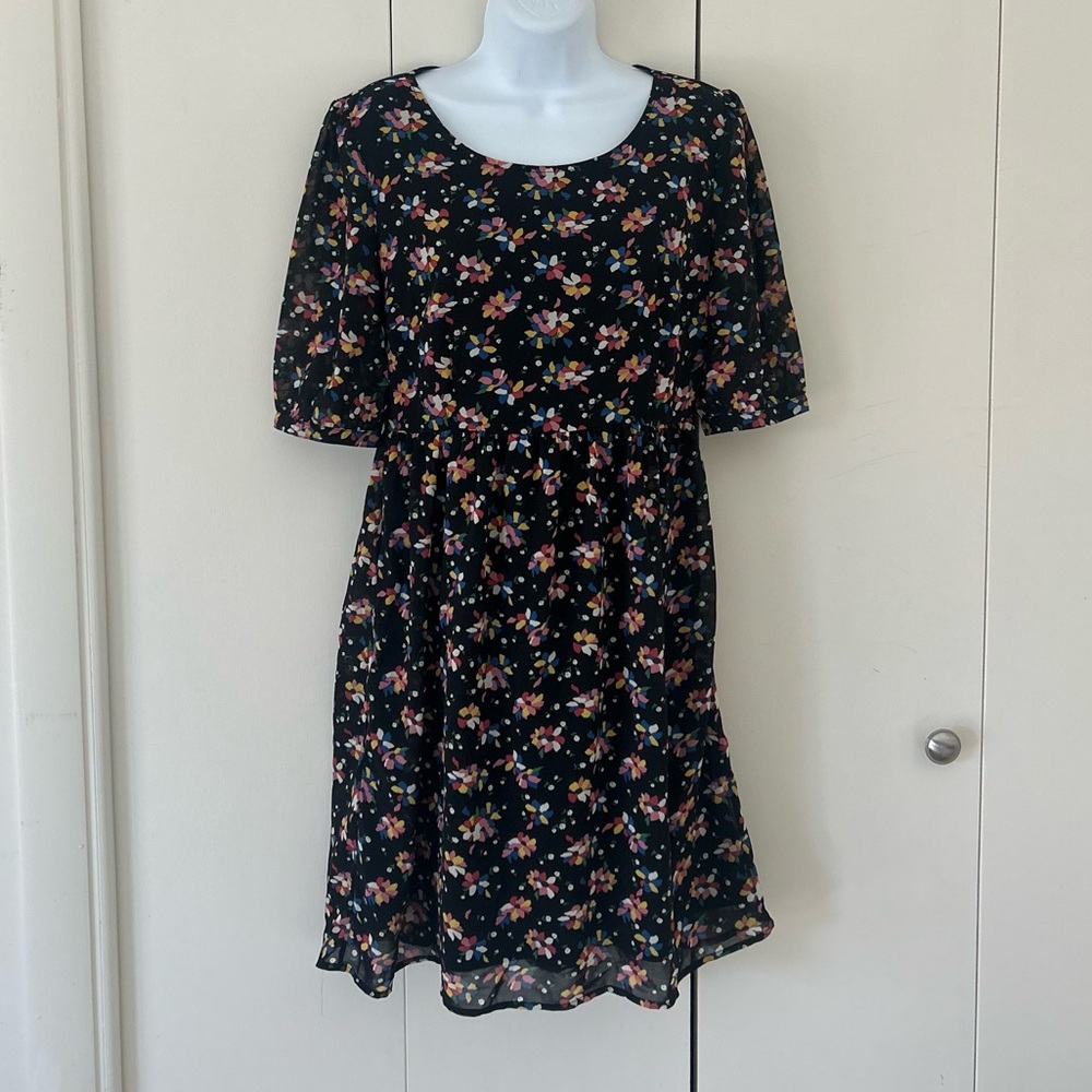 Tulle Anthropologie floral short sleeve minidress NWT M